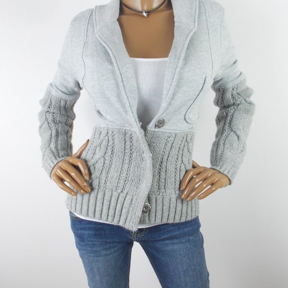 FREE PEOPLE Womens Top L Gray Cardigan Sweater - Picture 2 of 10